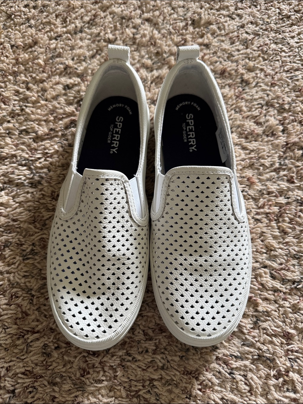 Sperry White Perforated Slip-On Loafers NWOT